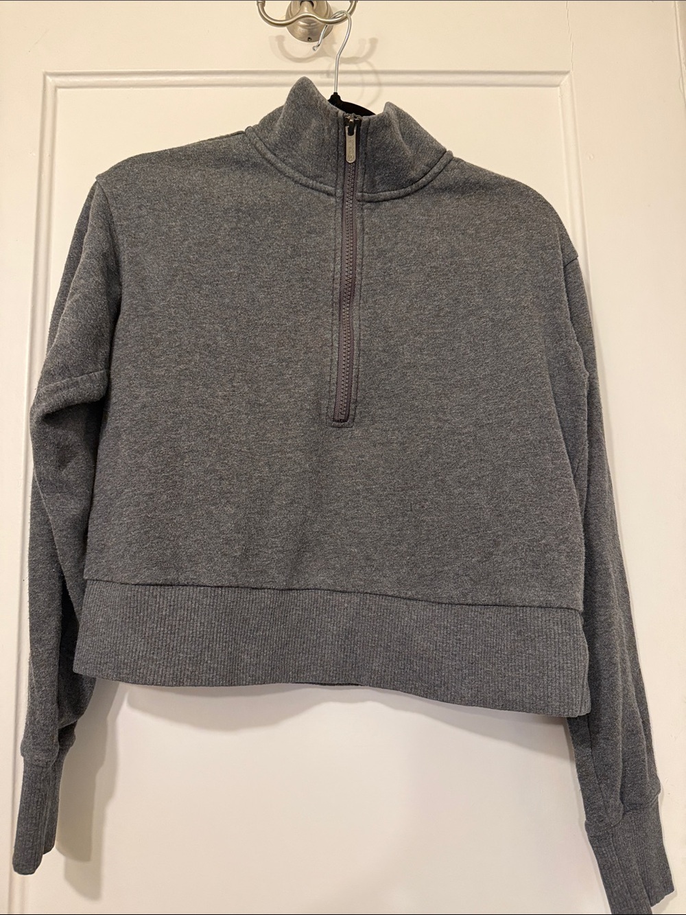 Zella Gray Half-Zip Cowl Neck Pullover Sweater